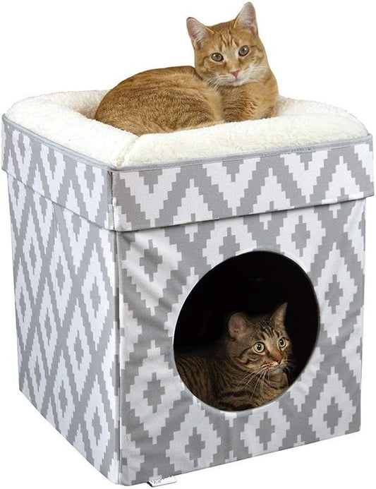 Kitty City Large Cat Bed, Stackable Cat Cube, Indoor Cat House/Cat Condo, Cat Scratcher