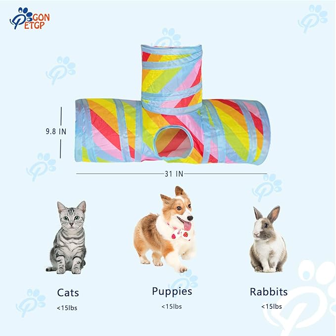 Cat Toys Kitten Toys for Indoor Cats Collapsible Cat Tunnels Tube Toy Bundle Pack, Cat Feather Teaser Interactive Feather Toy Fluffy Mouse Crinkle Balls Play for Cat Puppy Kitten