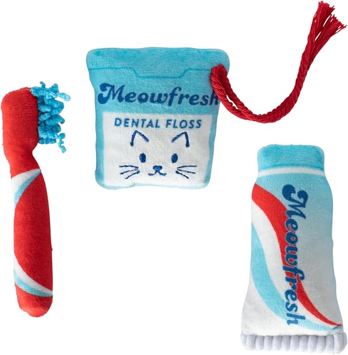 Fringe Studio Plush Cat Toy Set, Minty Fresh, Mini 3 Piece Set, Pet Shop Collection (904031)