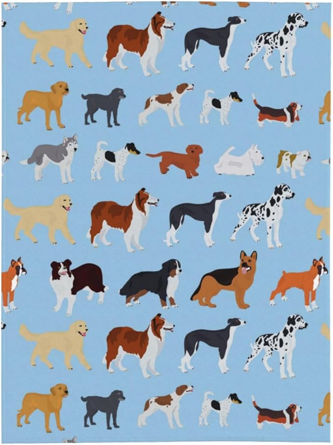 Kids Cute Dogs Puppies Print Blanket Throw 60"x50", Plush Flannel Blankets with Dogs On It, Soft Warm Decorative for Kids Women Dog Lovers