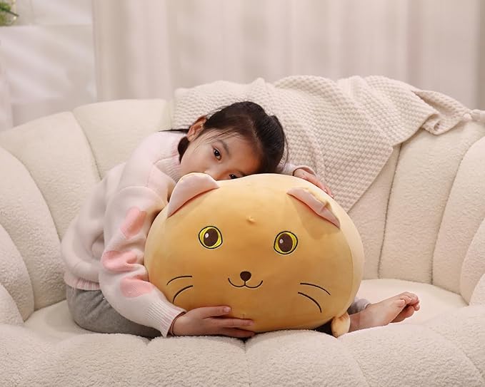 20 inch Super Soft Cat Plush Pillow, Adorable Stuffed Animal Toy, Chubby Kawaii Cat Plushie for Boys Girls, Cute Room Decor Fat Animals Pillow, Kids Gifts for Birthday,Valentine,Christmas