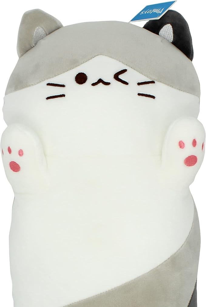 Very Soft Cat Long Hugging Pillow Plush Kitten Kitty Stuffed Animals Gray 26"