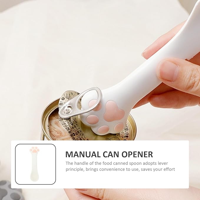 Mipcase Cat Food Mixing Spoon Silicone Dog Cat Food Spoon Cat Paw Design Multi- Functional Pet Food Can Spoon Manual Can Opener Dog Wet Food Spoon Cat Feeding Scoop Cat Canned Food Lid