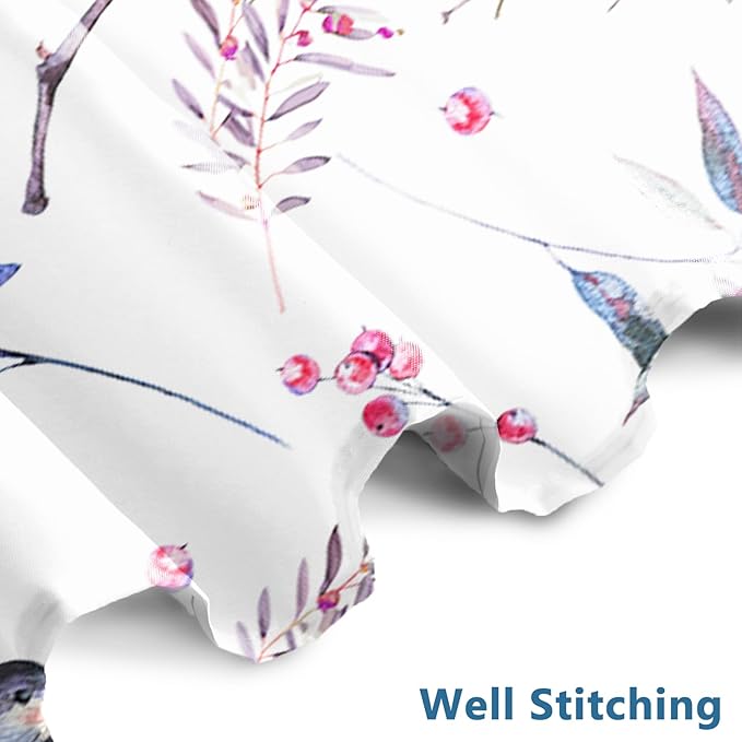 AWERT Cheery Birds on Tree Branch Shower Curtain for Bathroom Bird Shower Curtain with Hooks Colorful Waterproof Fabric Bathroom Accessories Bathtub Decor 72x84inch