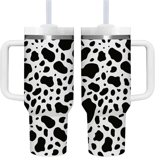 AMZUShome 40 OZ Cow Print Tumbler with Handle.Unique Birthday Christmas Gifts for cow print lover.Personalized 40 OZ Cow Print Tumbler Gifts for Women Men.