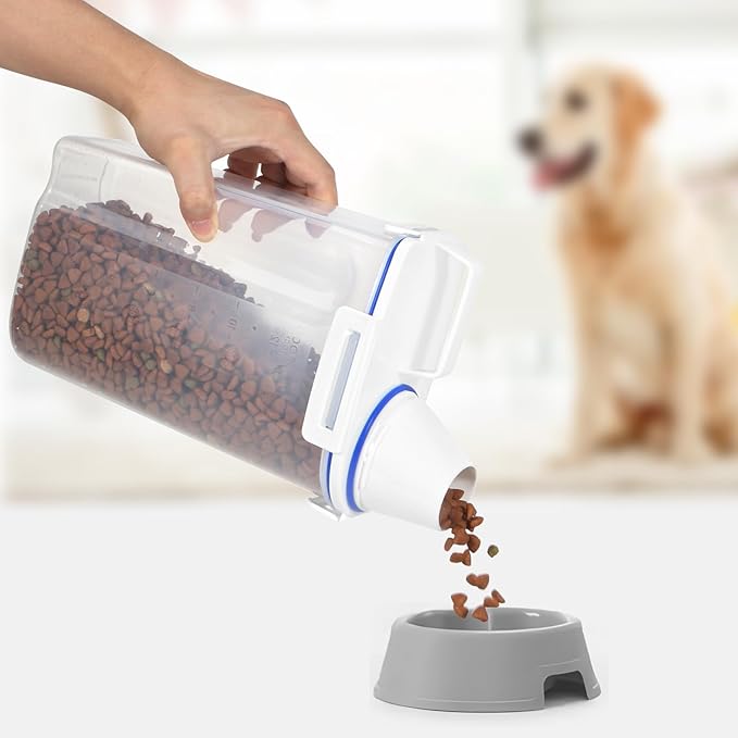 TBMax Cat Food Storage Containers 2 Pack, Portable Dog Food Container Dispenser with Large Spout & Measuring Cup, Airtight Travel Pet Food Storage Bin for Dog Treat Bird Seed Container