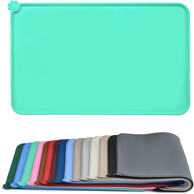 AUDWUD Silicone Waterproof Pet Feeding Mats,Anti Slip Bowl Pad,Dog Mat for Food and Water