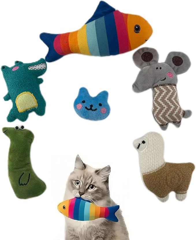 Cat Toys,Catnip Toys for Indoor Cats - 6Pcs Bite Resistant with Different Shapes Cat Chew Toys&Cat Kick Toys