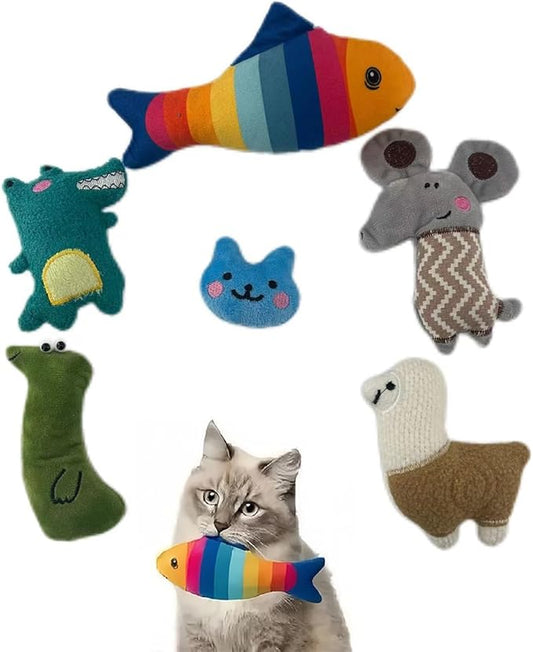 Cat Toys,Catnip Toys for Indoor Cats - 6Pcs Bite Resistant with Different Shapes Cat Chew Toys&Cat Kick Toys