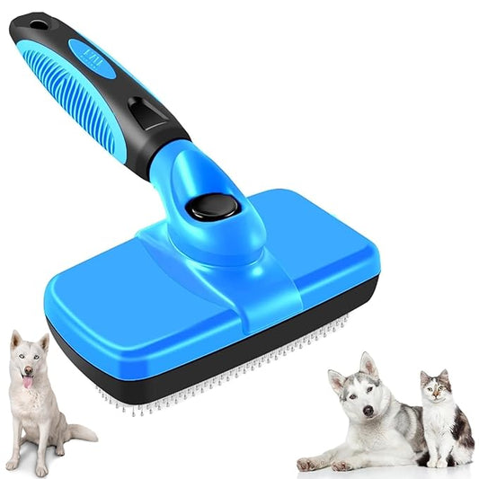 AINA Self-Cleaning Pet Grooming Brush | Pet Slicker Brush for Dogs & Cats Detangling & Fur Removal with Click Clean Button | Effective & Comfortable Pet Deshedding Brush, Perfect for Pet Grooming