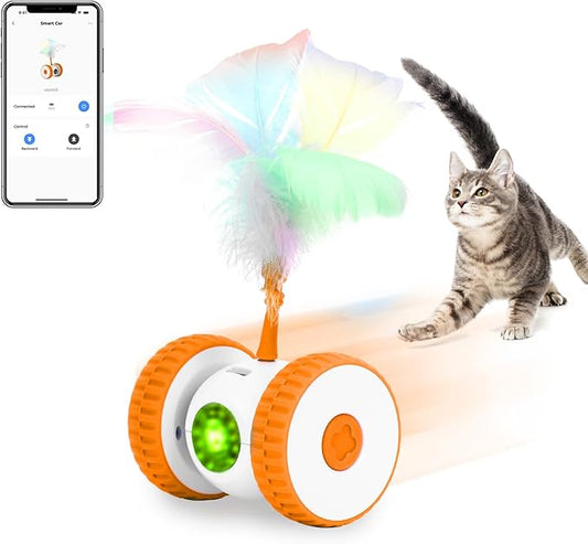 Cat Toys Cat Remote Control Toy, APP Bluetooth Connect Remote Control Cat Toys for Indoor Cats Electronic Automatic Moving Mouse Cat Toy with 6 Lights USB Rechargeable