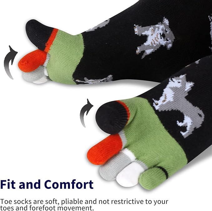 Benefeet Sox Toe Socks Women Men Cute Cat Five Finger Socks for Girls Colorful Cotton Ankle Athletic Running Socks with Toes