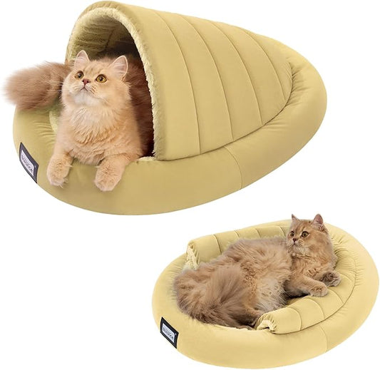 BALANCE 2 in 1 Cat Bed Cave for Kittens and Small Dogs, Cat Tents for Indoor Cats, Covered Cat Beds with Removable Cushion, Calming Cat Nest, Cat Hideaway, Washable Cat House with Non-Slip Bottom
