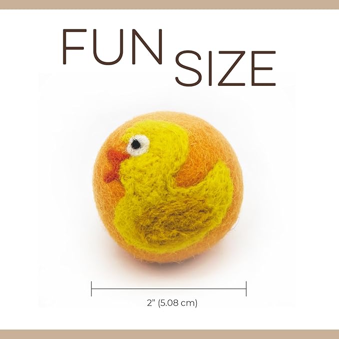 Hustle & Blush Wool Felt Balls 3 Pack Love Ewe Pet Supplies - 2in Felted Wool Cat Toys 100% New Zealand Wool Felt Cat Toys Handmade Wool Felt Balls, Colorful Wool Balls for Cats - Duck and Bunny