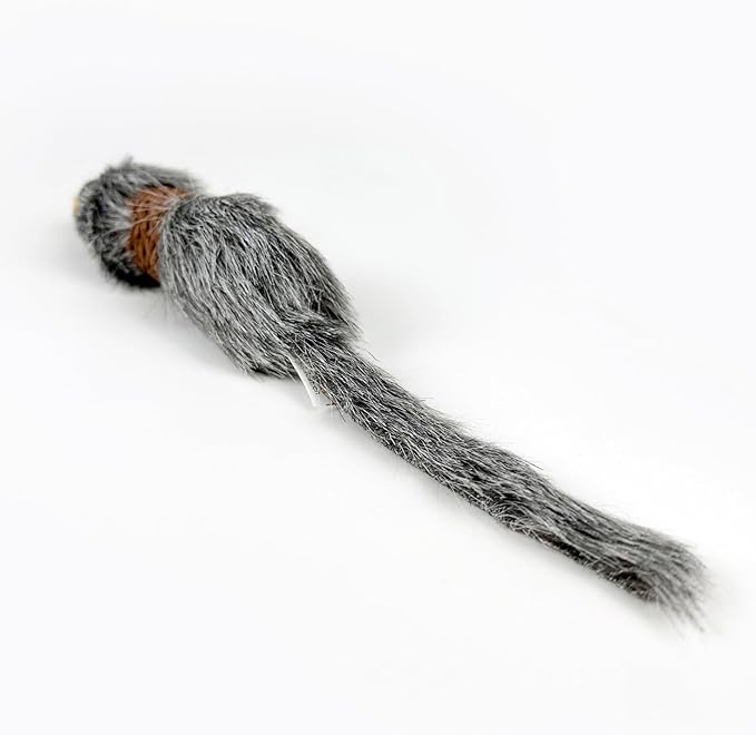 2PCS Cat Mice Toys,Faux Fur Cat Large Size Mice Toys with Plastic Body, Interactive Catch Play Mouse Toy for Indoor Cats,Kittens