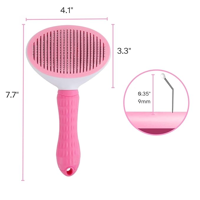 Self-Cleaning Brush for Dogs and Cats, Grooming Brushes for Long Short Haired Dogs Cats, Comb Sensitive Skin, Pets Deshedding Brush, Pink and White - [TaiQiang]