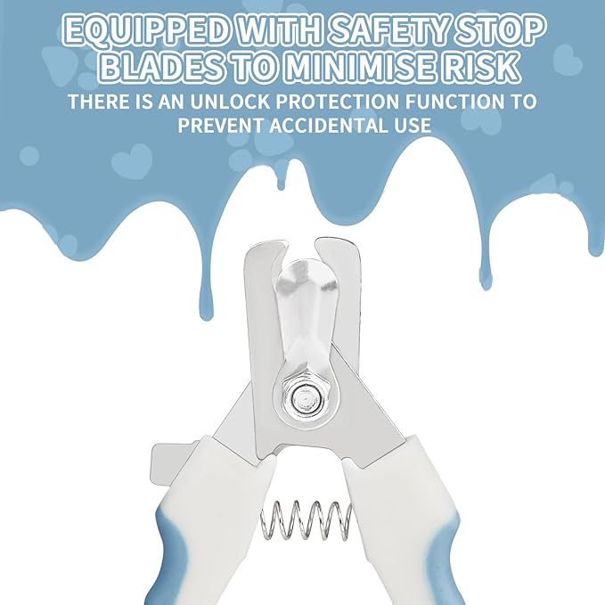 Cat & Dog Nail Clippers with Safety Guard 2Pcs, Professional Pet Nail Clippers for Cats, Kitten Nail Clipper, Cat Claw Clippers,Sharp and Safe,Cat Claw Trimmer Includes Nail File Blue