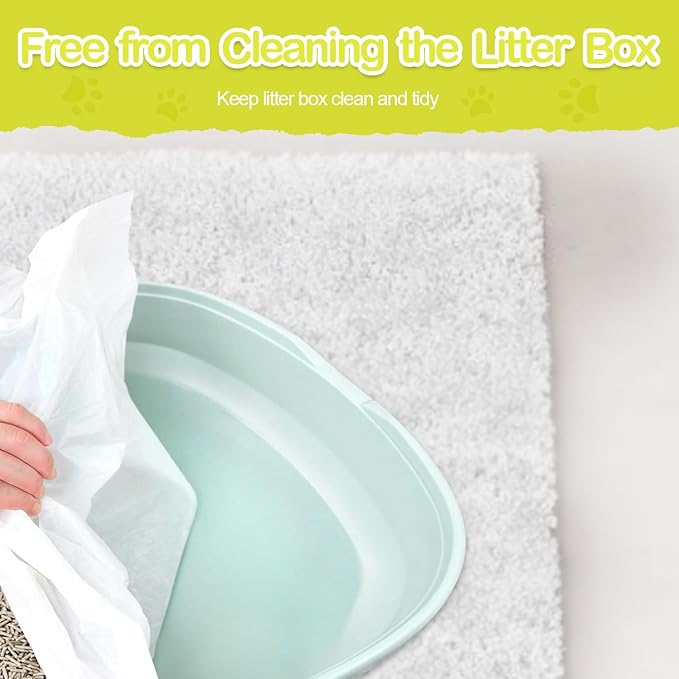 24 PACK Jumbo Cat Litter Box Liners, Tear Resistant Heavy Duty Cat Litter Bags with Drawstring, Pre-Separated for Easy Access, Easy Cleanup