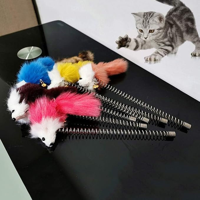 Pet Cat Kitten Teaser Spring Mouse Interactive Turntable Replacement Random Color