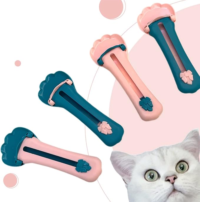 Cat Claw Shaped Cat Strip Squeeze Spoon, Delectables Lickable Cat Treats Spoon, Wet Treat Cat Feeder Spoon Treat Squeeze Spoon for Lickable Wet Cat Treats Liquid Snack Feeding (Blue)