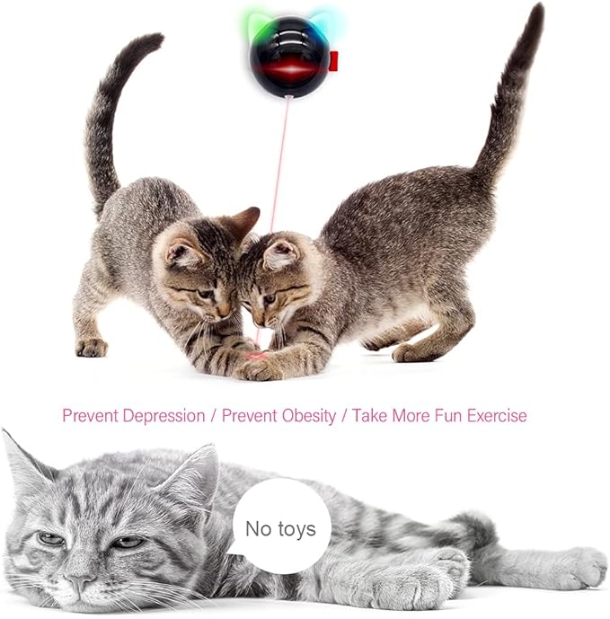 Cat Toy Interactive Automatic, Motion Activated Laser Toy for Indoor Cats/Dogs/Kitten/Kitty, USB Rechargeable, Auto On/Off, Fast and Slow Random Pattern, Silent Pet Laser Pointer Toy (P08)