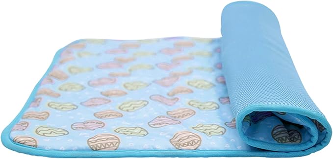 SEIS Dog Ice Pad Ice Silk Cats Kennel Mat Pet Cooling Pad Summer Cool Bamboo Mat Breathable Pad (Blue, L