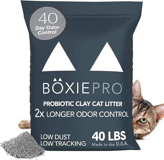Boxie® Probiotic 40 Day Natural Odor Control Cat Litter, 40lb Clumping Clay Kitty Litter
