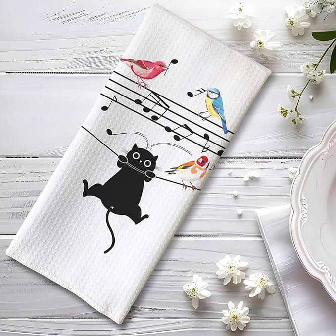 Cat Dish Towels,Cat Kitchen Towels,Cat Towels,Fun Kitchen Towels,Cat Hand Towel,Dish Towels for Kitchen Decorative,Black Cat Gifts,Cat Kitchen Accessories,Cat Lady Gifts,Gifts for Cat Lovers for Women