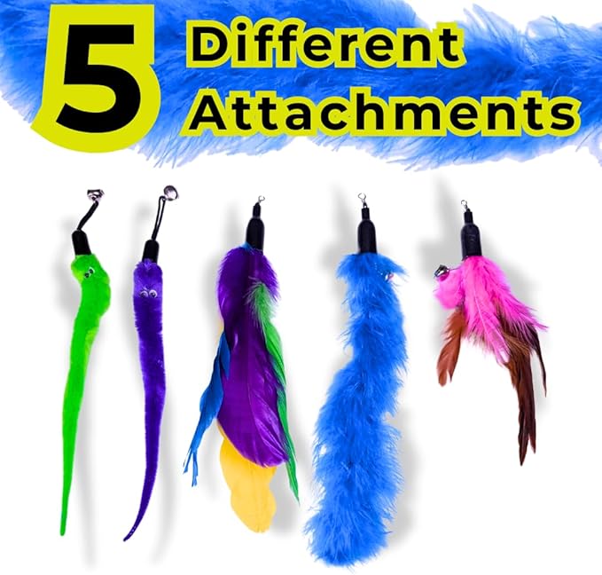 Interactive Cat Toy Teaser Wand - 7 Pack