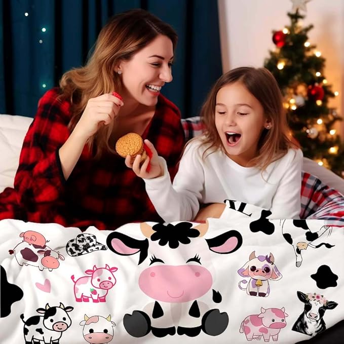 Cow Gifts Blanket Soft Flannel Cow Throw Blanket for Cow Lovers Adults Women Girls for Bedding Bedroom Living Rooms Sofa 60"X50"