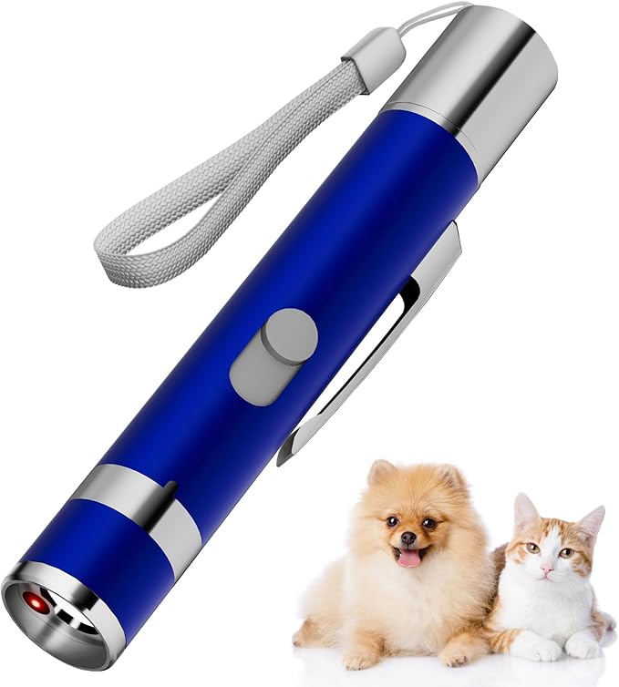 Interactive Cat Toys for Indoor Cats with 5 Patterns and 3 Modes, Rechargeable Pointer Toys for Pets Playing and Training, Blue