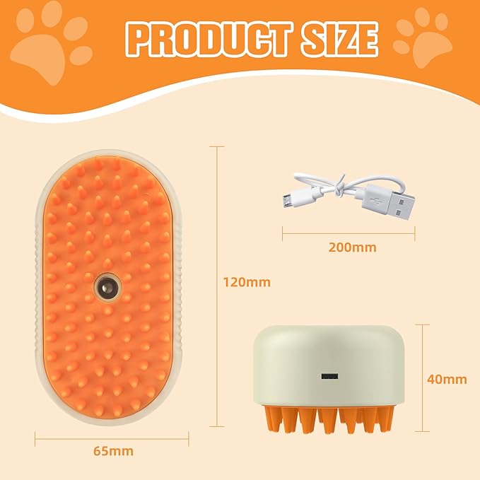 Dog Steam Brush,3 in 1 Cat Steam Brush,Steam Cat Brush,Silicone Massage Grooming Pet Steam Brush for Cats Dogs,Rechargeable Cat Steam Brush for Shedding,Cleaning,Spritz Defur Comb for Cats