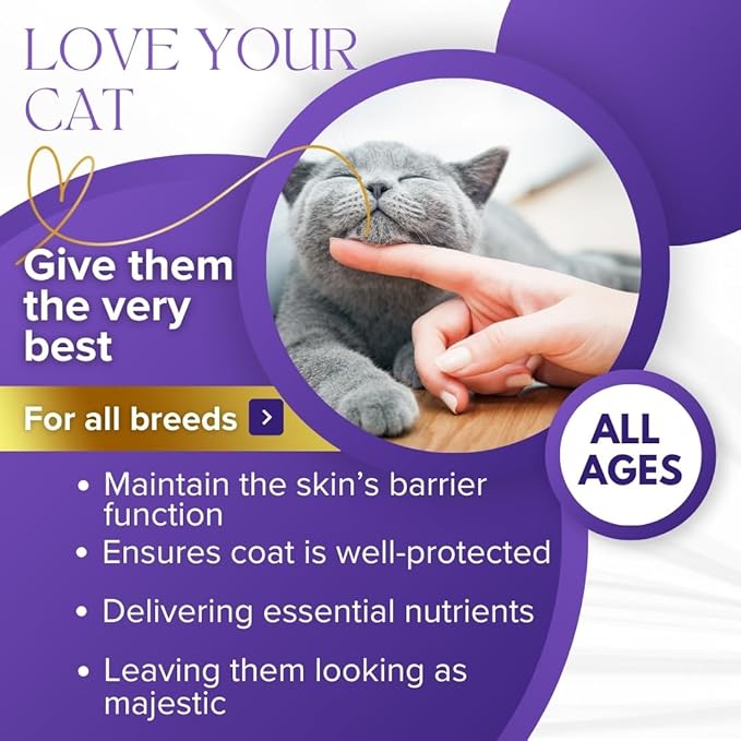 Cat Allergy Relief for Cats - Vet-Formulated Omega-3 & Omega-6, Zinc & Taurine, All-Natural Allergy Relief for Cats, Itchy Skin Treatment, Made in USA, Grain-Free - 90 Chews (270g)