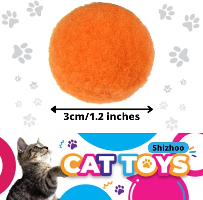 Premium Soft Pom Pom Balls for Kittens - Lightweight, Interactive, Assorted Colors - Plush Toy Balls for Kitten Training and Play - Pet Products for Cats (1.2 Inches 30 Balls)