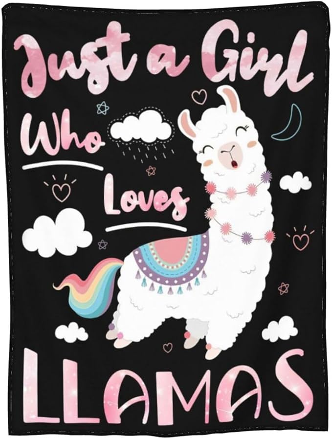 Llama Blanket Cute Llama Plush Throw Blanket Super Soft Cozy Warm Fleece Just A Girl Who Loves Llamas Bedding Alpaca Blanket Gifts for Kids Girls Boys Women 60"X80"