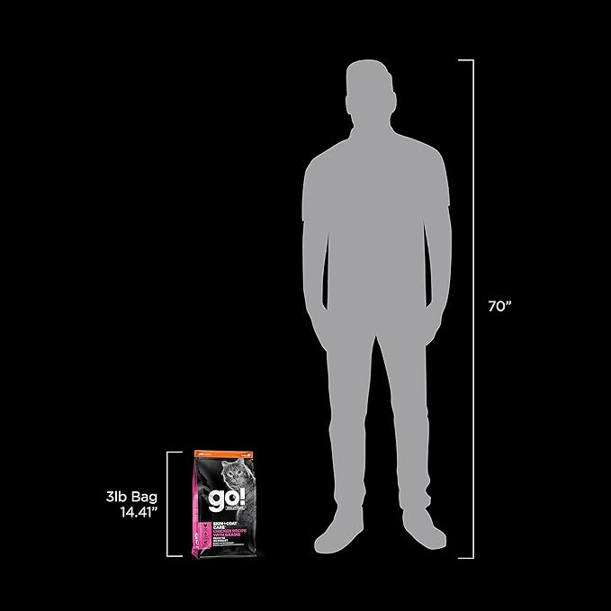 Go! Solutions Skin + Coat Care, Dry Cat Food, Chicken Recipe with Grains, 3 lb Bag