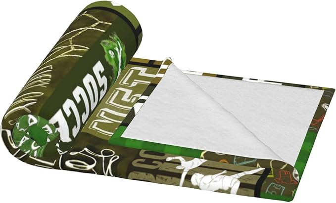 Soccer Blanket Sport Theme Throw Blanket Ultra Soft Cozy Fleece Soccer Gift for Soccer Lover Fuzzy Plush Bedding Blankets for Soccer Team Player Kids Teens Adults Girls Boys Women Men 60"x50"