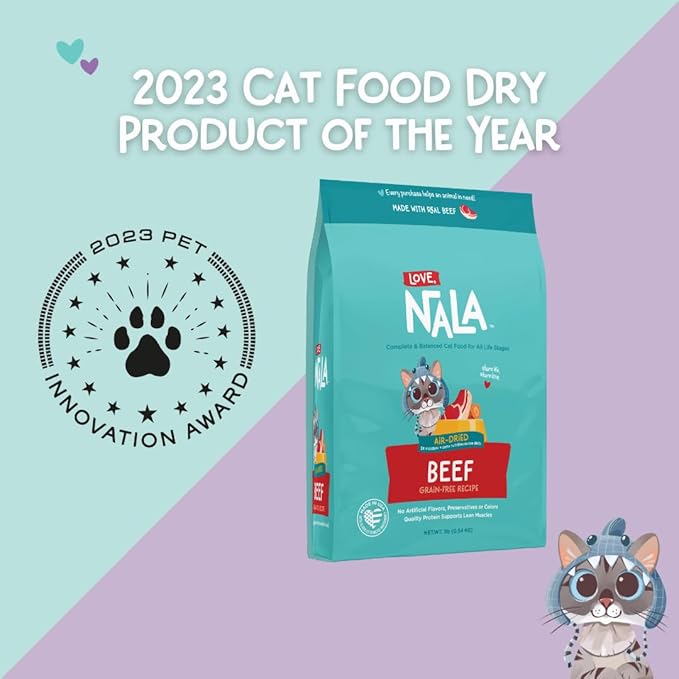 LOVE, NALA - Beef Air Dried Cat Food - Award Winning - Complete & Balanced Cat Food for All Life Stages- 1 Bag - 1 lb.