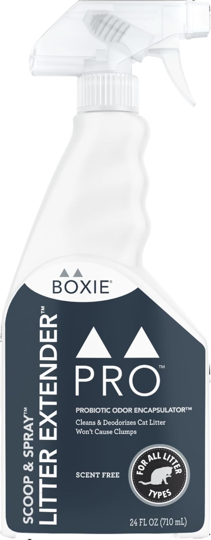 Boxie Pro Probiotic Unscented Scoop & Spray™ Litter Extender, 24 oz, Odor Eliminator, Extends Litter Life, Safe for All Litter Types, Won’t Cause Clumping, Pet & Cat Odor Control