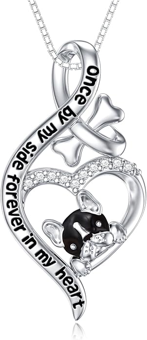 925 Sterling Sliver Yorkshire/Corgi/Labrador/Pug/Bulldog/Paw Print/Cross Necklace Cute Puppy Dog Necklace Jewelry Birthday Gifts for Women Girls Dog Lovers