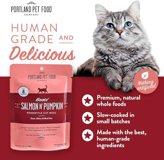Human-Grade Mixed Variety Pack Wet Cat Food Pouch — Moist, Soft Cat Food Mixer, Topper, and Rotational Meal (Chicken, 12 Pack) by Portland Pet Food Company