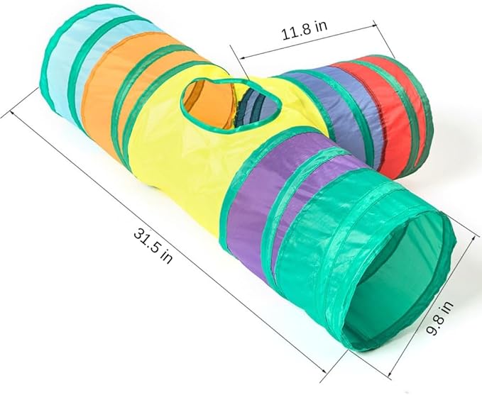 Cat Tunnel, Multi-Color 3-Way Cat Tunnels for Indoor Cats, Foldable Interactive Toy Maze for Cats, Collapsible Cat Play Tunnel with 2 Play Balls, Multi-Entry Tunel for Cats, Kitty, Puppy, Rabbit