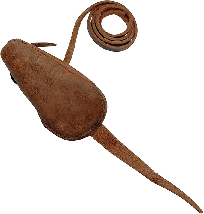 TACO DOG, Stuffed Mouse Cat Toy Handmade from Full Grain Leather - Bourbon Brown