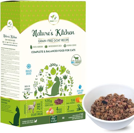 Nature's Kitchen Freeze Dried Cat Food - 100% Real Goat Meat | Grain-Free | Provides Omega3 & Iron | Maintains Healthy Bones | Healthy Cat Food | Single Source of Protein (17.64oz)