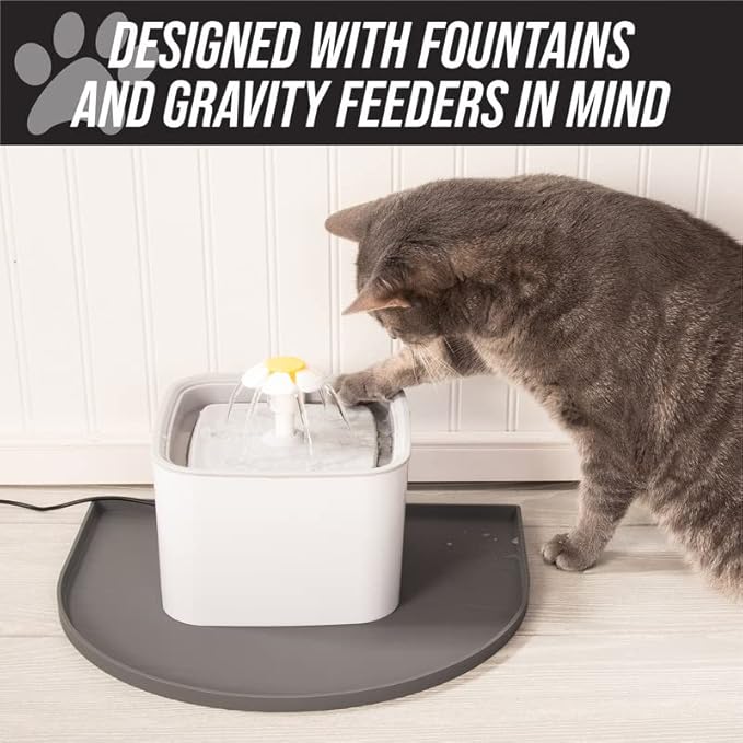 Leash Boss Fountain Mat, Silicone Water Mat Designed for Pet Fountains, Dog Gravity Water Bowls, Automatic Dispensing Cat Feeders