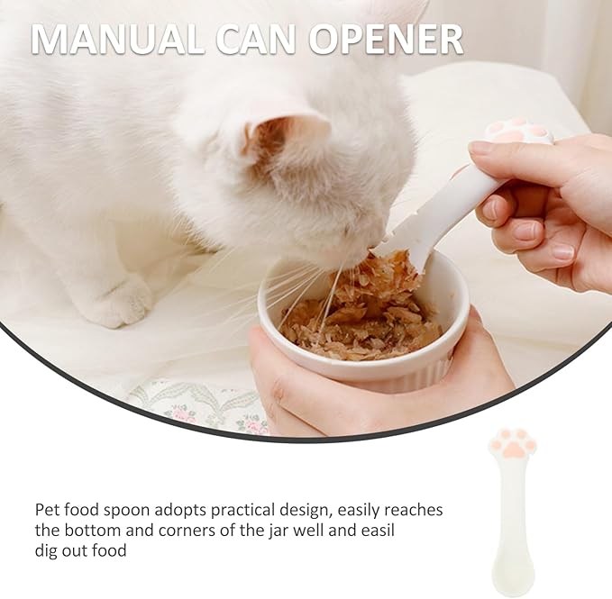 Mipcase Cat Food Mixing Spoon Silicone Dog Cat Food Spoon Cat Paw Design Multi- Functional Pet Food Can Spoon Manual Can Opener Dog Wet Food Spoon Cat Feeding Scoop Cat Canned Food Lid