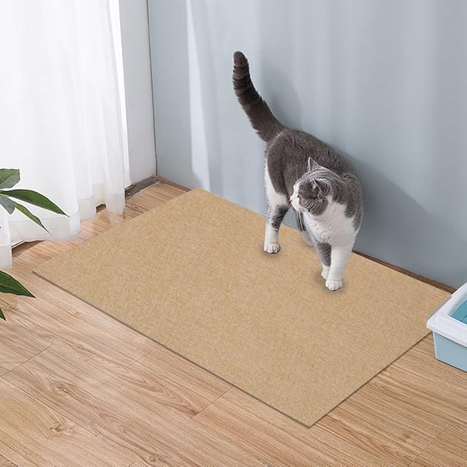 Extra Large 110"x 12.6" cat Wall Scratcher, Thickened Cat Wall Climbing Carpet, Trimmable Self-Adhesive Carpet for Replacement Pads, Covering Posts, and Furniture Protection (Coffee, 1PACK)