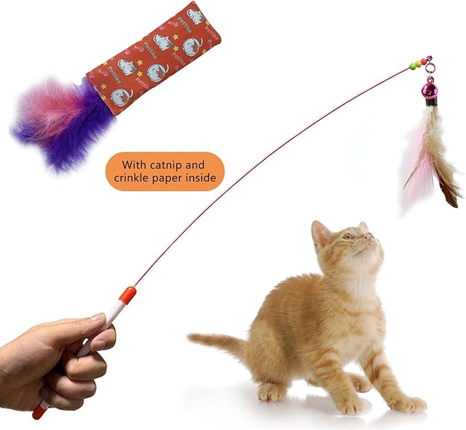 PetLike Cat Tunnel (with Interactive Cat Toy and Catnip Toy) for Indoor Cats Collapsible Pop-up Pet Tube Peek Hole Hideaway Play Toys for Cats with Ball