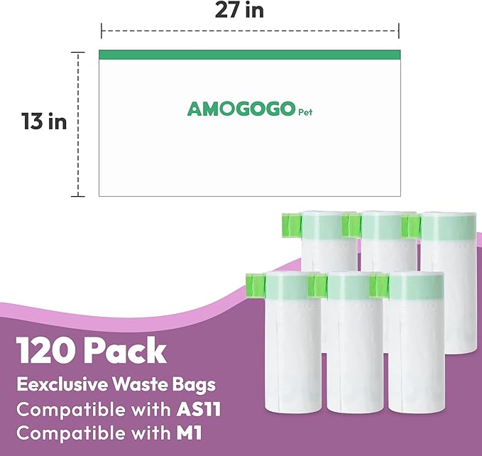 120 Pack Litter Bags Compatible with Neakasa M1, Compatible with PetPivot Open-Top Self-Cleaning Cat Litter Box, Replaced Waste Bags, Automatic Litter Box Liner with Drawstring, 27" x 13"
