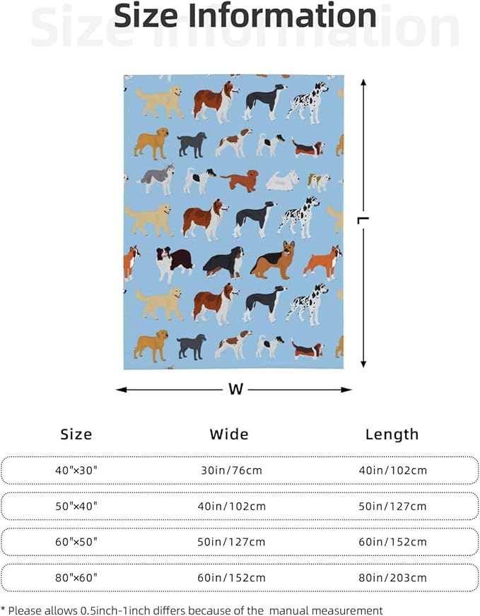 Kids Cute Dogs Puppies Print Blanket Throw 60"x50", Plush Flannel Blankets with Dogs On It, Soft Warm Decorative for Kids Women Dog Lovers